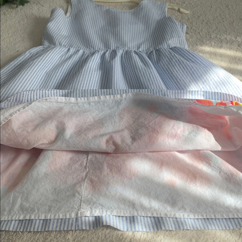 GAP Girls Blue & White Floral Pinstripe Dress XL 12/13 EUC Sundress - Picture 8 of 10